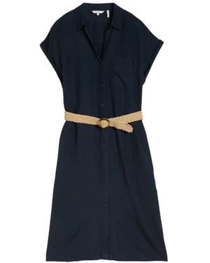 Tom Tailor Lockere Midi-Kleid Mit Gürtel - Blau