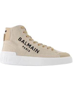 Balmain B Court High Top-&Logo - Natural