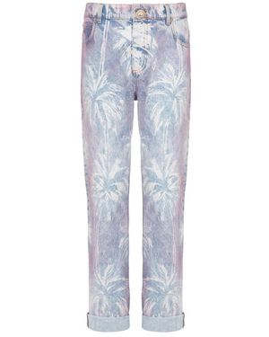 Balmain Jeans ,Blauw ,Denim Palm Tree Denim Boyfriend Jeans