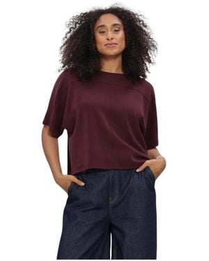Summum Tops ,Rood ,Summum Top Boxy Top Soft Scuba Bordeaux - Paars