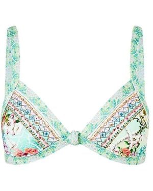 CAMILLA Tri Bikini Top Mit Knotendetail - Grün