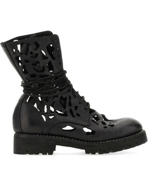Guidi Schoenen ,Zwart ,Leer Veterlaarzen