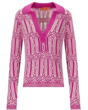 Stine Goya Fuchsia logo motif sweater - Rosa