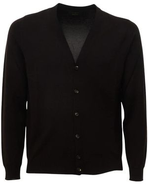 Zanone V-Neck Knitwear - Black
