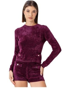 Kocca Stylischer, Figurbetonter Samtpullover - Lila