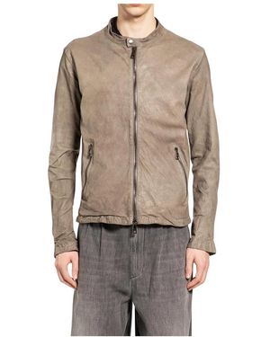 Giorgio Brato Jassen ,Bruin ,Leer Vegetal Lambskin Biker Jacket