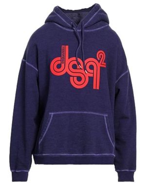 DSquared² Hoodies & Sweatvesten ,Paars ,Katoen Logo Hooded Sweatshirt - Blauw