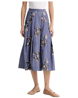 Munthe Uitlopende Midi-Rok - Blauw
