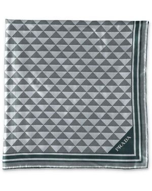 Prada Bestickter Seidenfoulard - Grau