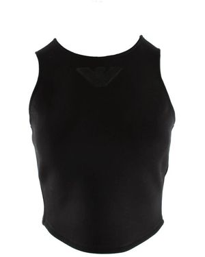 Armani Tops ,Zwart ,Polyester Zwarte T-Shirt Voor Vrouwen