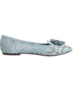 Dolce & Gabbana Blaue Spitze Kristall-Ballettflats