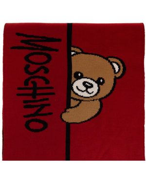 Moschino Accessoires ,Rood ,Wol Sjaal Met Kenmerkende Teddybeer-Motief