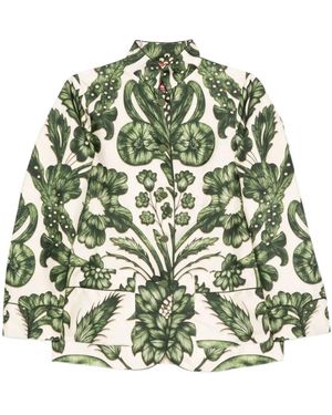 F.R.S For Restless Sleepers Groene Zijden Bloemenprint Shirt