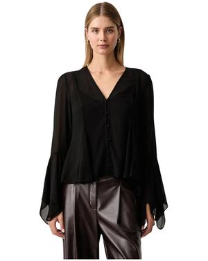 Michael Kors Overhemden ,Zwart ,Polyester Georgette Blouse