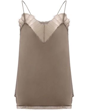 IRO Tops ,Groen ,Geplooide Zijden Cami - Bruin
