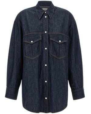 KHAITE Denim Overhemd Met Puntkraag - Blauw