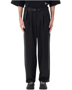 and wander Pe Melange Twill Wide Pants - Schwarz