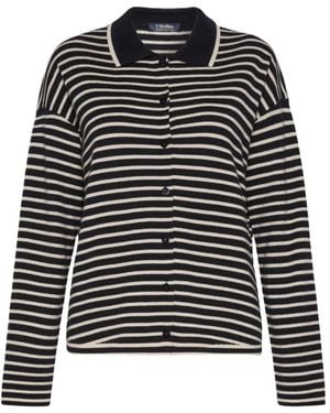 Max Mara Truien & Vesten ,Blauw ,Wol Chiara Cardigan - Zwart