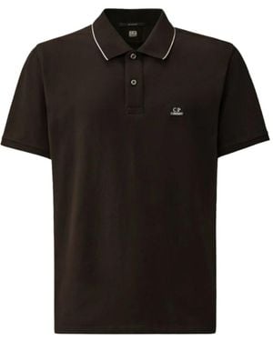 C.P. Company Schwarzes Logo Polo Stretch Piquet