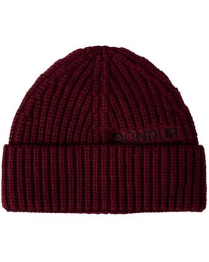 Dondup Accessoires ,Rood ,Wol Geribbelde Gebreide Beanie - Paars