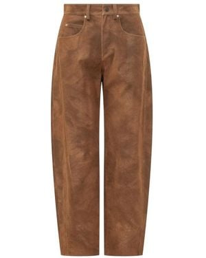 Isabel Marant Broeken ,Bruin ,Leer Belky Barrel-Fit Broek