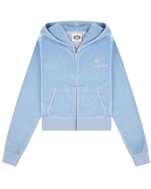 Juicy Couture Script Velour Zip Hoodie - Blauw