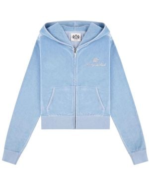 Juicy Couture Script Velour Zip Hoodie - Blauw