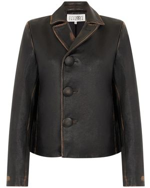 MM6 by Maison Margiela Leather Jackets - Black