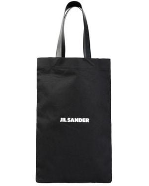 Jil Sander Tassen ,Zwart ,Katoen Zwarte Shopper Tas