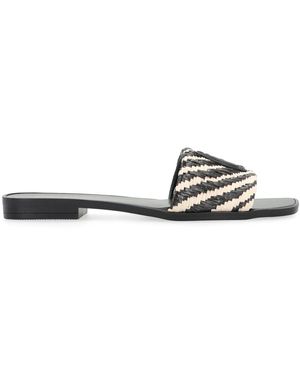 Just Cavalli Raffia Square Toe Platte Sandalen - Zwart