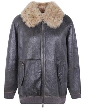 Brunello Cucinelli Jassen ,Bruin ,Leather Jassen - Grijs