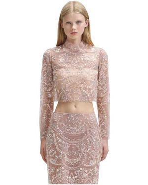 Self-Portrait Long Sleeve Tops - Marrone