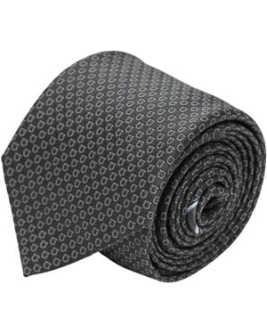 Ferragamo Gancini Print Seidenkrawatte - Grau