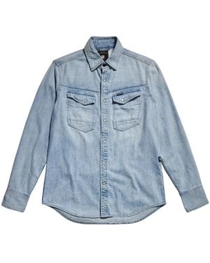 G-Star Slim Fit Denim Overhemd Met Unieke Details - Blauw
