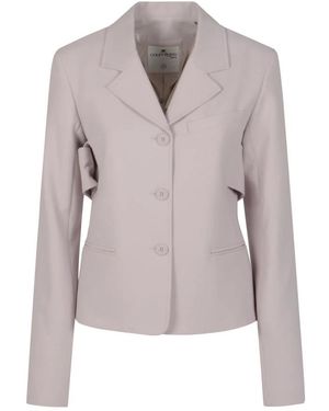 Courreges Jassen ,Roze ,Leer Getailleerde Jas Met Riem - Grijs