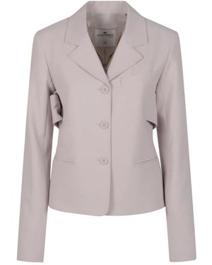 Courreges Jassen ,Roze ,Leer Getailleerde Jas Met Riem - Grijs