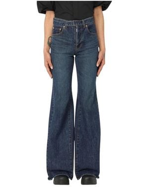 Sacai Retro Flare Leg Denim Jeans - Blauw