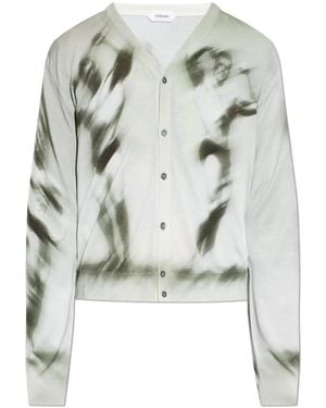 Versace Truien & Vesten ,Veelkleurig ,Printed Silk Knit Cardigan - Groen