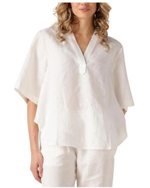 Resort Finest Overhemden ,Wit ,Korte Mouw Blouse Voor Stijlvolle Vrouwen