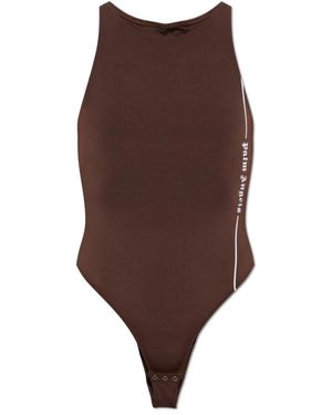 Palm Angels Body Mit Print-Logo - Braun