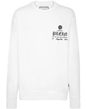 Philipp Plein Gedrukte Katoenen Sweatshirt Met Ronde Hals - Wit
