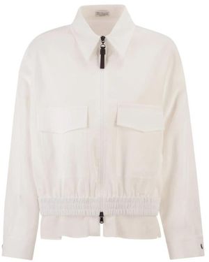 Brunello Cucinelli Jassen ,Wit ,Katoen Cotton Outerwear Jacket