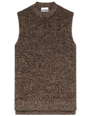 Ganni Round-Neck Knitwear - Brown