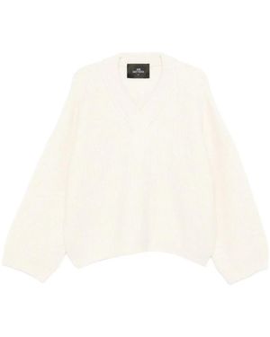 Mr. Mittens V-Neck Knitwear - White