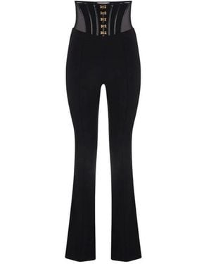 Elisabetta Franchi Leichte Crepe Hose Mit Juwel Haken - Schwarz