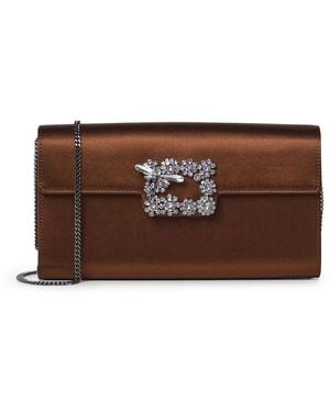 Roger Vivier Efflorescence Satin Clutch - Bruin