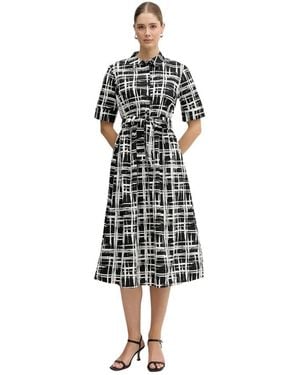 DKNY Check Belt Dress - Zwart