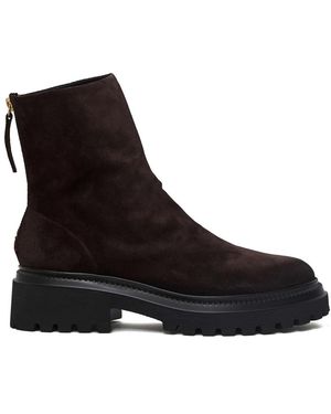 Halmanera Schoenen ,Bruin ,Leer Rue 26 Velour Enkelboot - Zwart