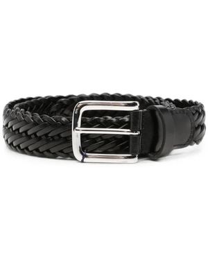 Anderson's Leren Mesh Riem - Zwart