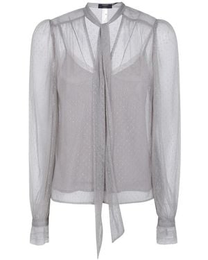Twinset Overhemden ,Grijs ,Sheer Dotted Blouse